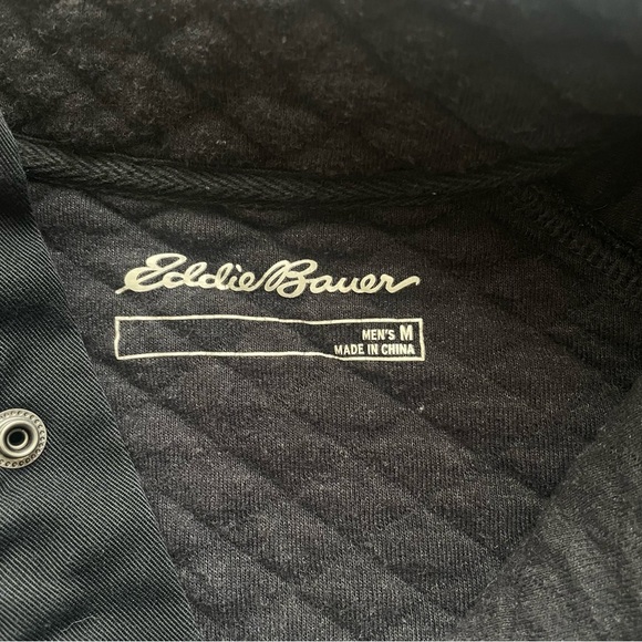 Eddie Bauer Quilted Pullover Size Medium M dark Gray Mens Sweater Quarter - Picture 6 of 6